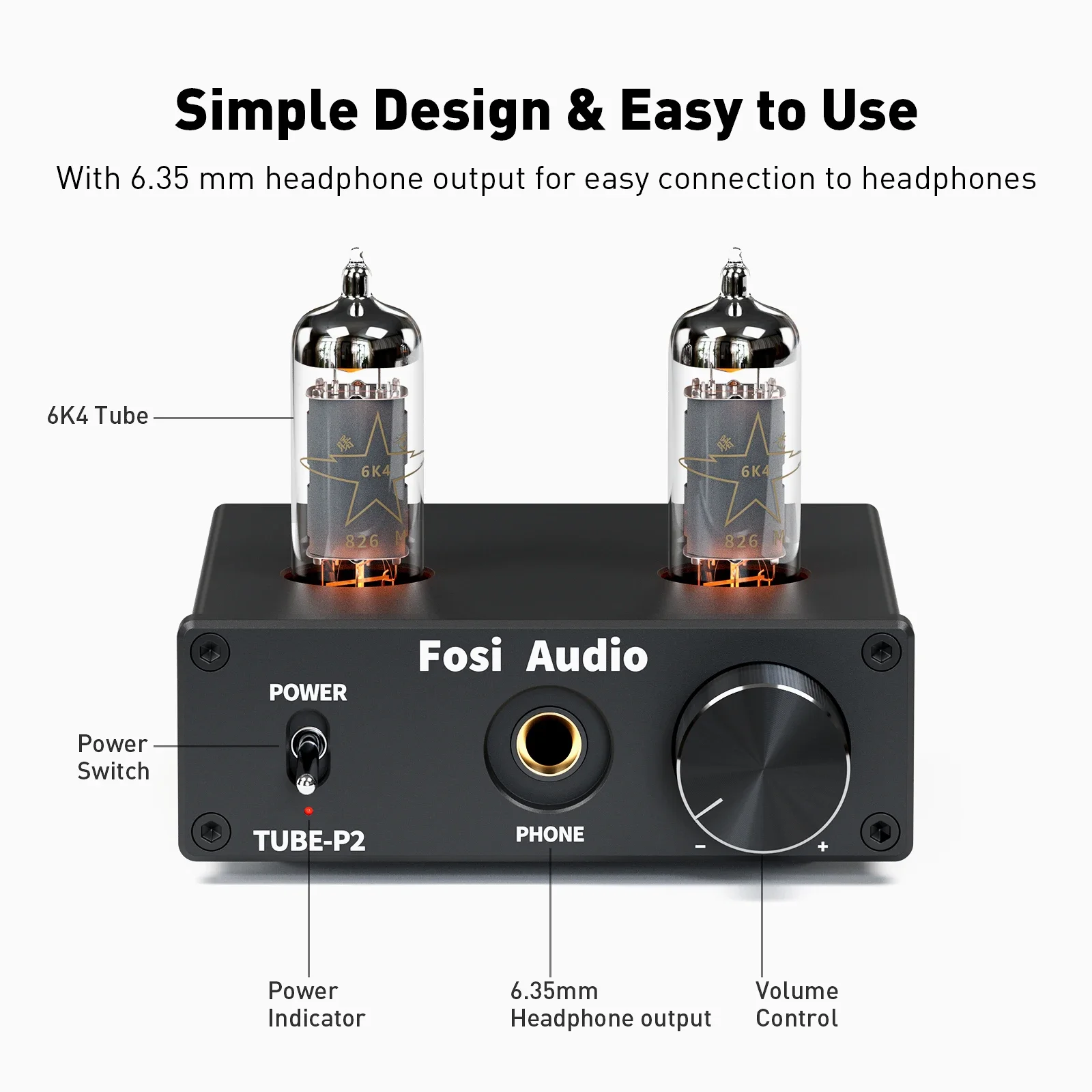 Woopker Headphone Amplifier P2 Integrates A Portable Mini Vacuum Tube Amplifier with Hi-fi Stereo Support for AUX and RCA