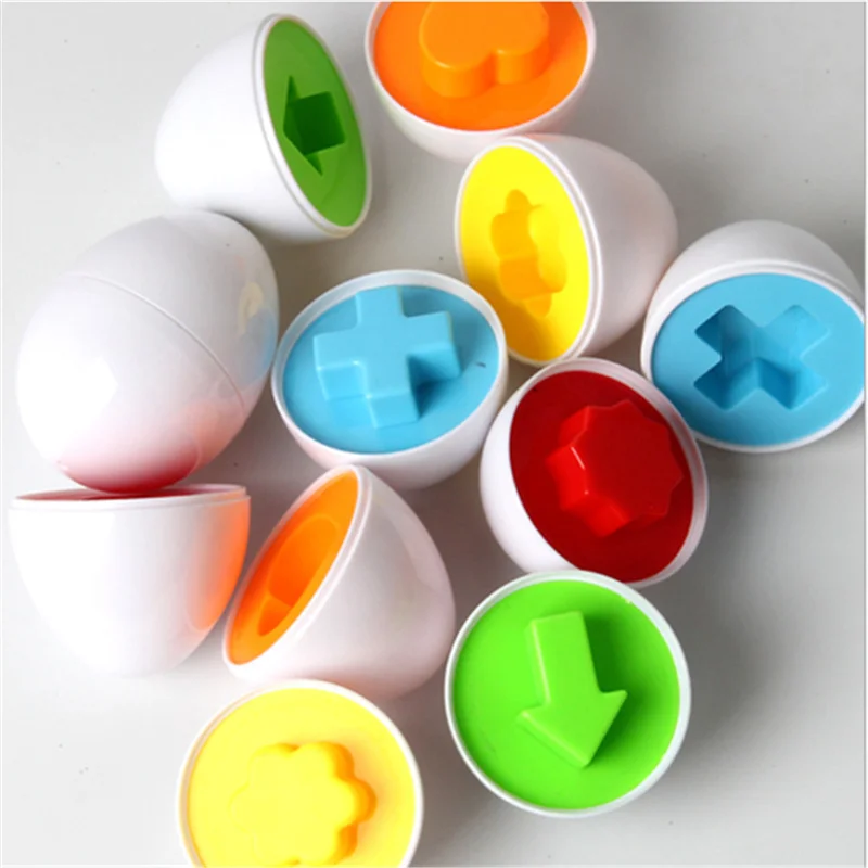 6PCS Kids Montessori Learning Education Math Toys Smart Eggs 3D Puzzle Game For Children Popular Toys Jigsaw Mixed Shape Tools