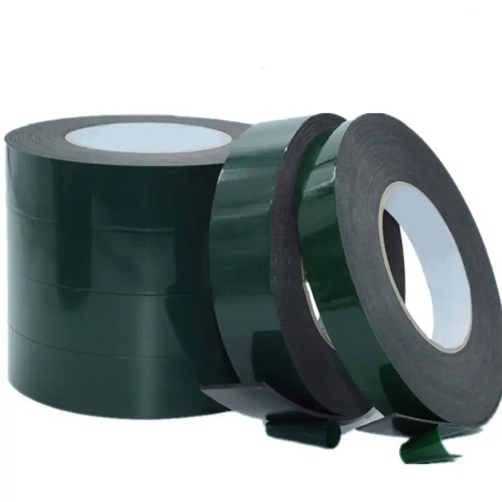 10M/Roll Green Film Black Double Sided Tape Sponge Strip Multifunctional PE Foam Tape Strong Self Adhesive 10/20mm Width