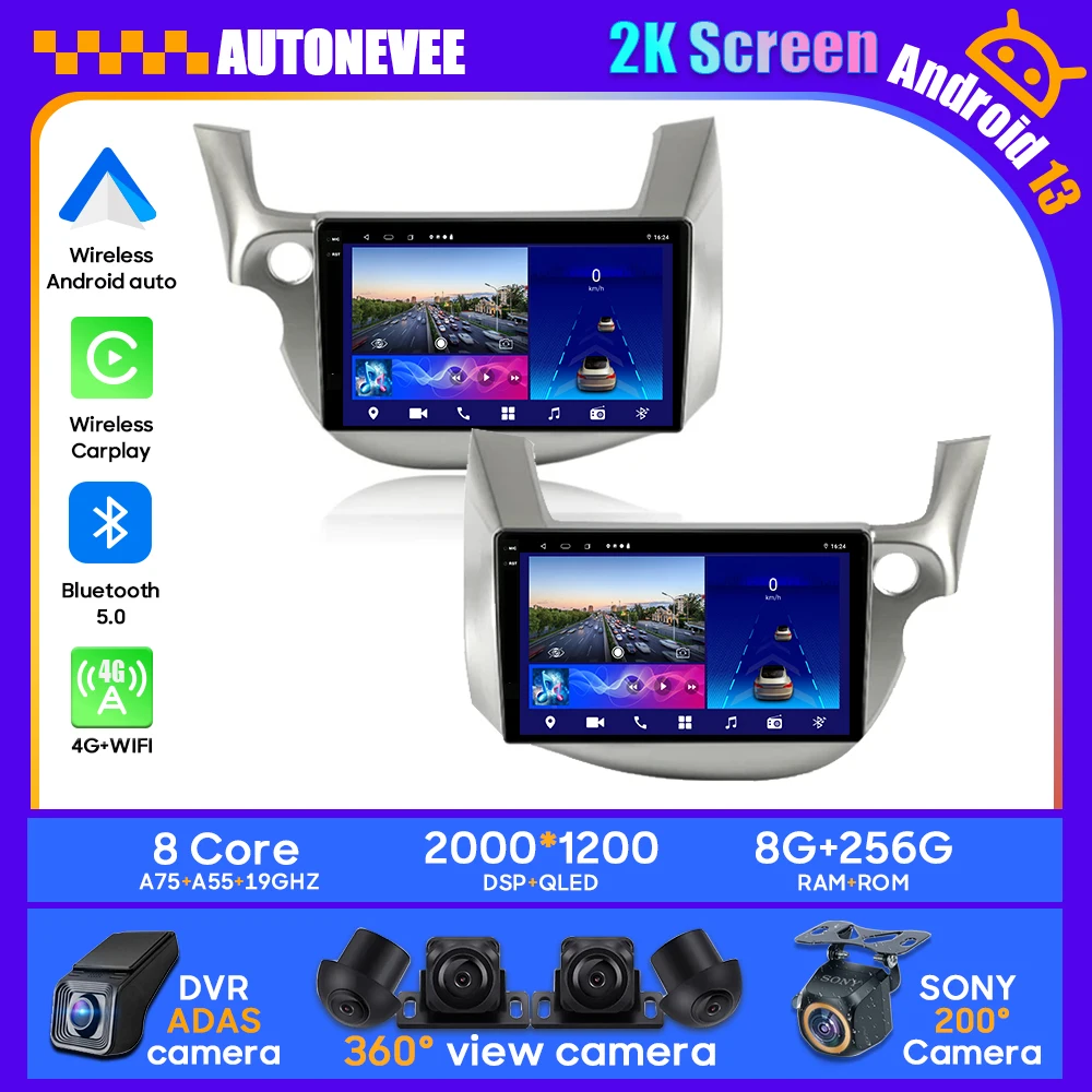 

Android Car Stereo Unit Multimedia Radio Video For Honda Jazz 2 GG 2008 - 2014 Fit 2 GE 2007 - 2014 Player GPS Wireless Carplay