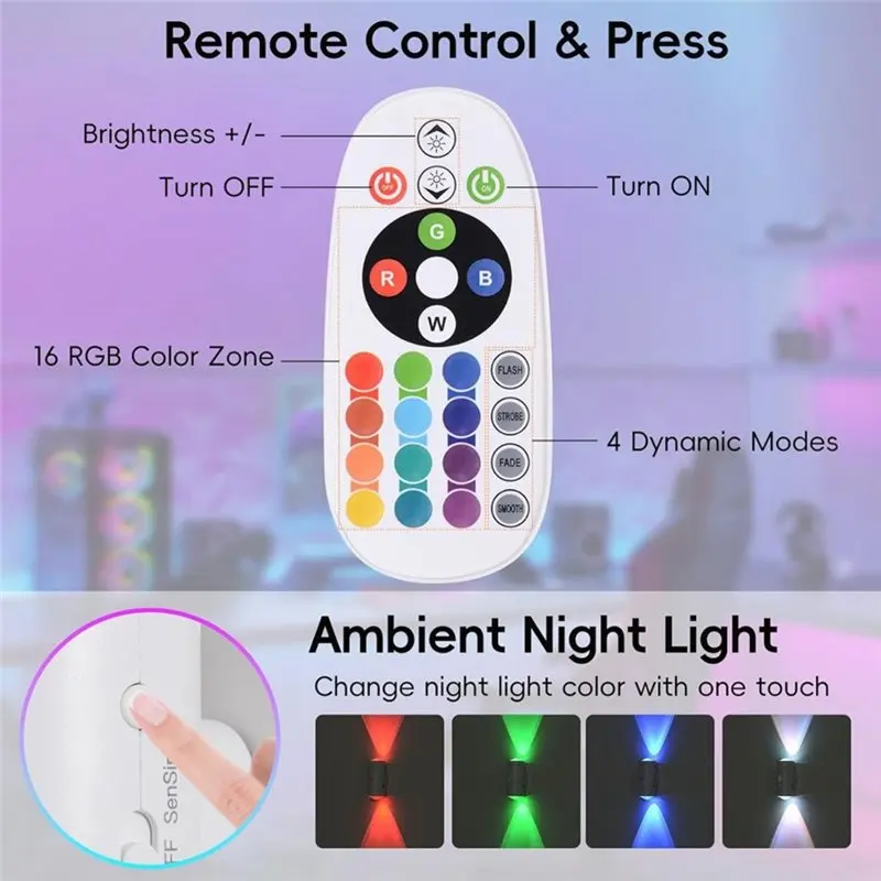 B23B 4 Pack LED Wireless Wall Sconce,16 Colors Changing