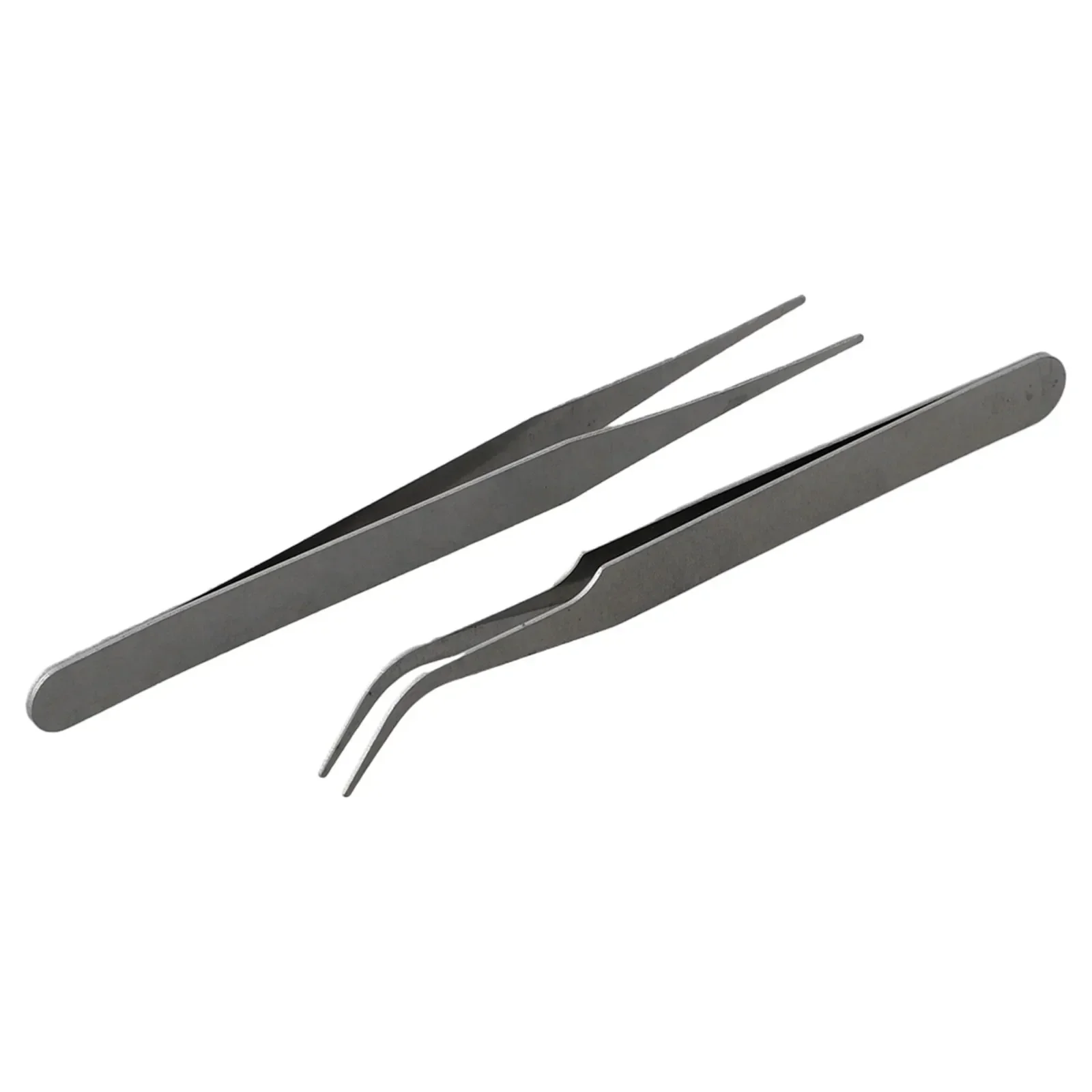 For Picking Up Parts Tip Tweezers 2pcs Tweezers Stainless Steel Mini Tweezers Curved Straight Dismantling Precision