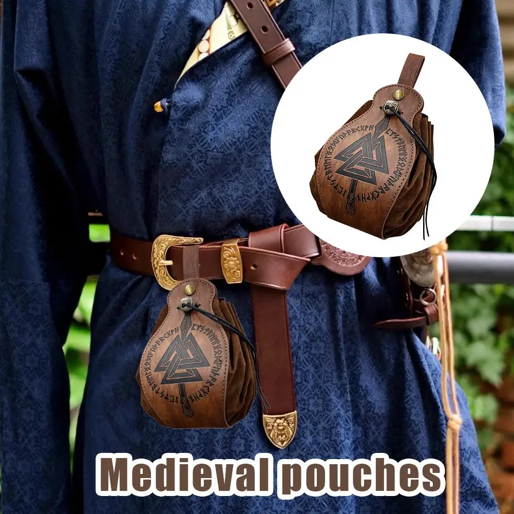 Hoge kwaliteit creatief PU-leer duurzaam unisex riem portemonnee Viking-stijl heuptas middeleeuws zakje draagbare retro heuptas