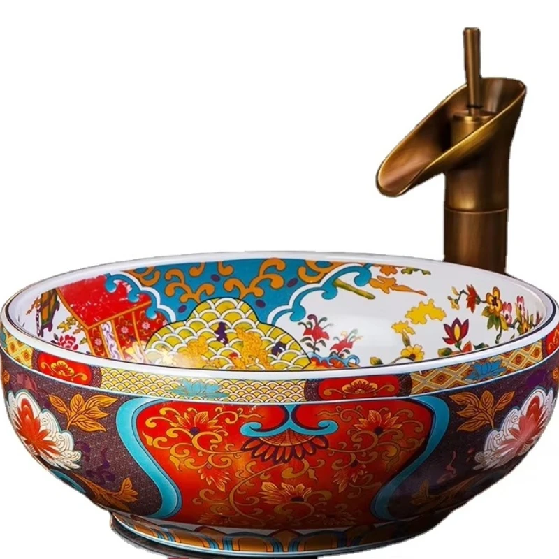 

Hot Sale Style Round Container Sink Modern Vintage Design Porcelain Hotel Bathroom Sink
