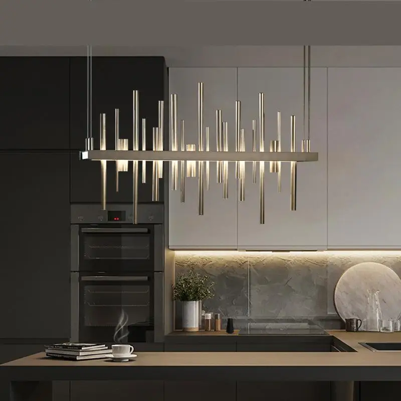 

Свет Роскошный ресторан Светодиодный подвесной светильник Современный простой подвесной светильник для барного стола Клубный стол Длинный декоративный светильник