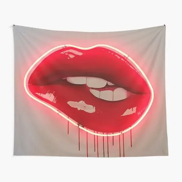 

Neon Lip Biting Tapestry Room Bedroom Beautiful Towel Colored Travel Art Blanket Hanging Mat Printed Decor Decoration Living