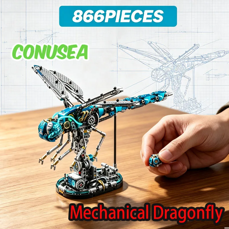 Electronic Blocks Mechanical Dragonfly Building Blocks for Adults Insect Animal Model DIY Accembly Construction Toys for boys
