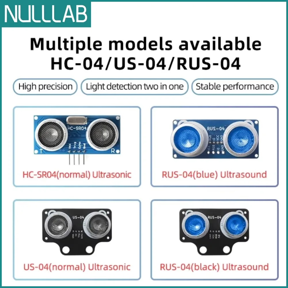 HC-SR04/RUS-04 Ultrasonic Module Distance Measuring Sensor Robot Car Obstacle Avoidance with RGB Colorful Light