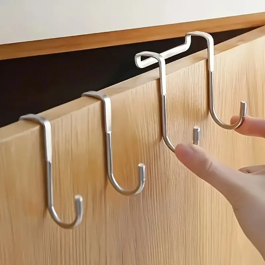 1/3 Piece Silver Metal Seamless Hook, Suitable for Kitchens, Bathrooms, and Wardrobes, No Drilling Required, Easy To Install