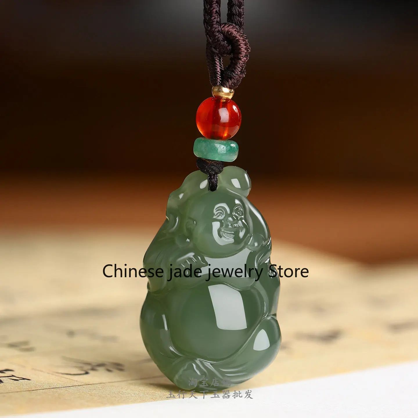 Natural genuine Hetian Maitreya Buddha pendant Women's Buddha Gong pendant Jade pendant Jade collarbone pend