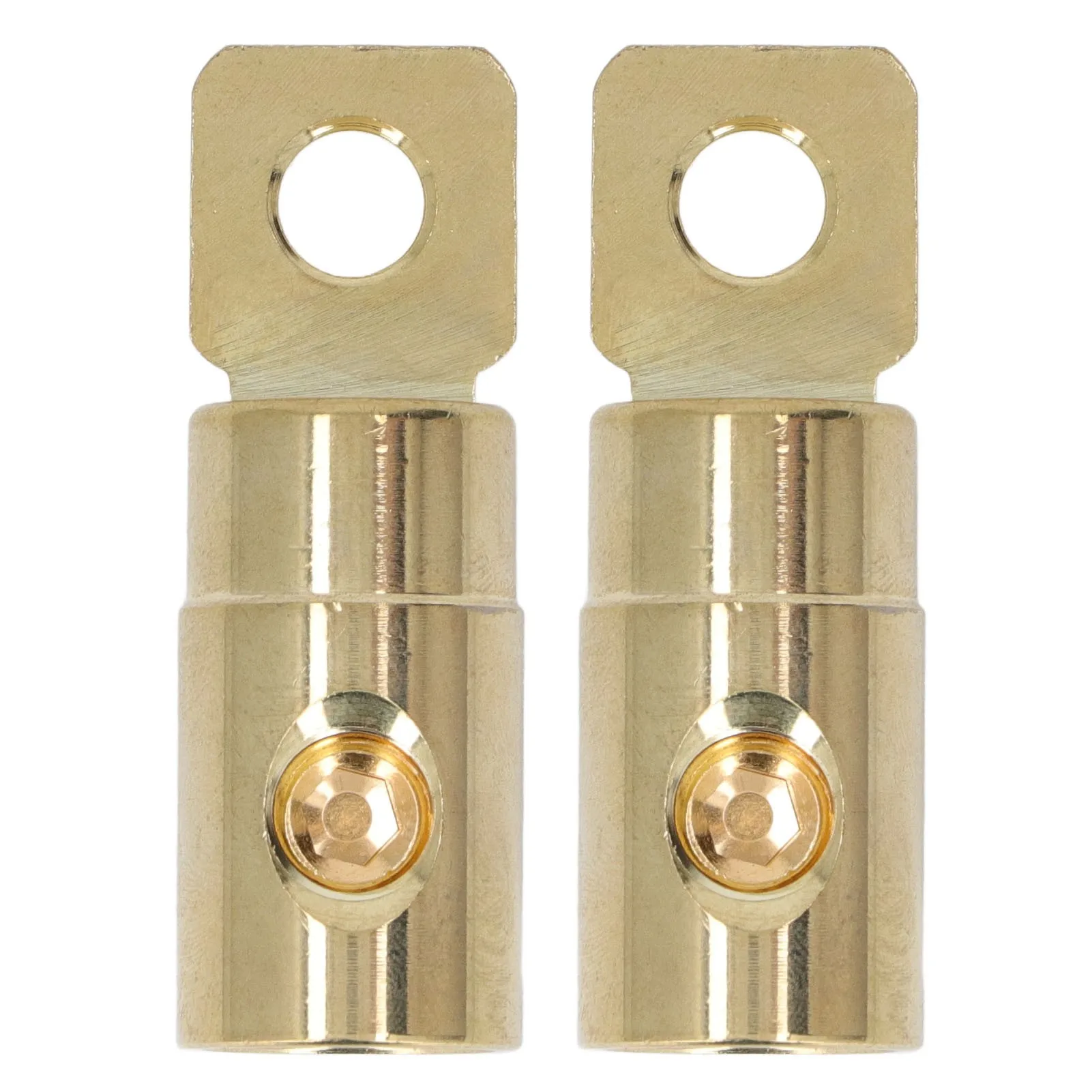 Pair Power Battery O Ring Terminals Brass Gold Plated High Accuracy Welding Free Audio Modification