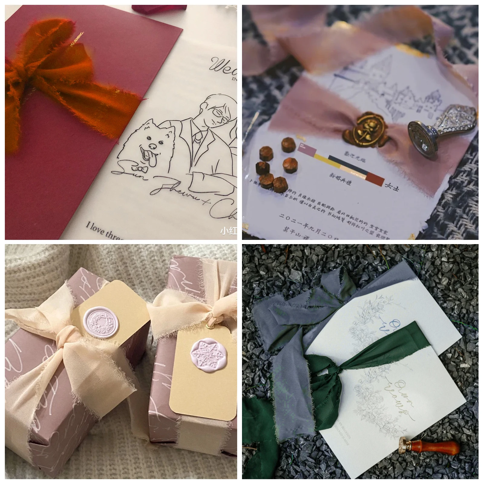 4CMx5M Handmade Frayed Edged Satin Chiffon Silk Ribbon For Wedding Invitation Wrapping Bouquets Birthday Party Decoration Gifts