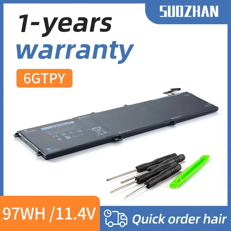 SUOZHAN New 6GTPY H5H20 Laptop Battery For DELL XPS 15 9570 9560 7590 For DELL Precision 5520 5530 Series Notebook 11.4V 97WH