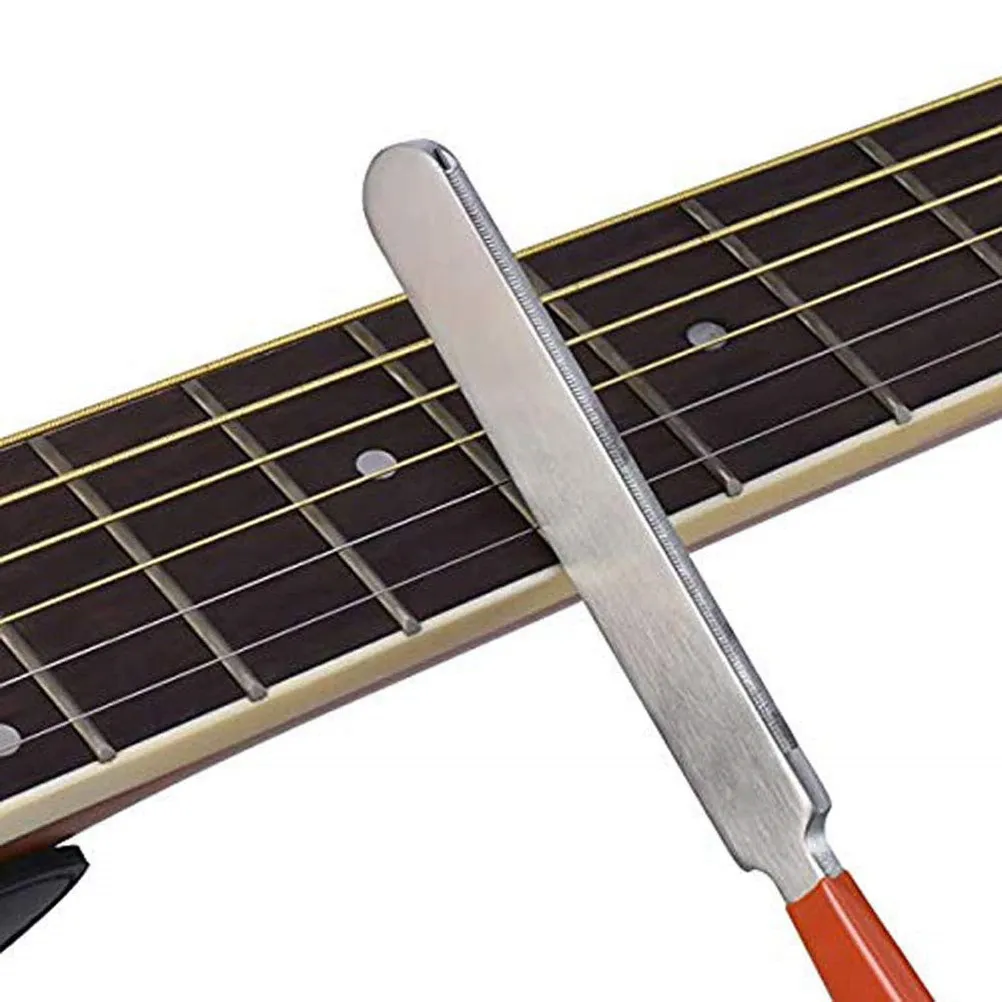 6Pcs Guitar Setup Tool Kit Professional Fret Crowning File Fret Rocker Fretboard Guards Grinding Stones for Frets Nut Saddle