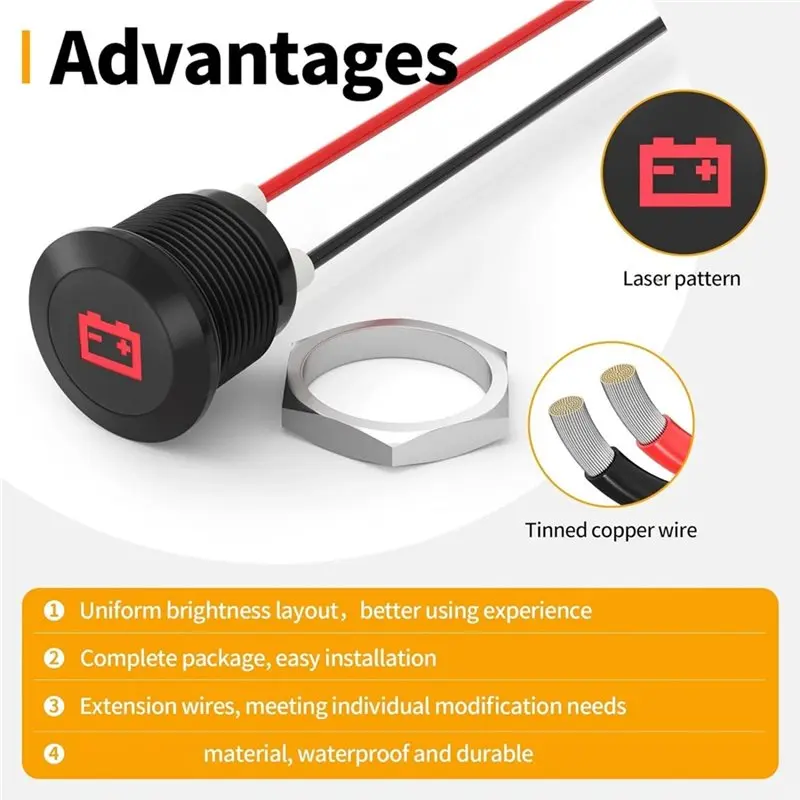 A85E-LED 12Mm Metal Indicator Light 7Pcs Waterproof Car Motorcycle Pilot Signal Lamp Panel Dashboard Warning 12V 24V Parts