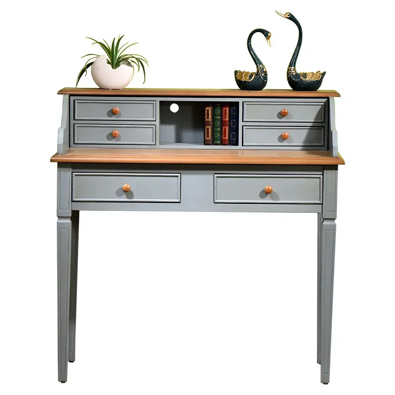 

Yjq American, desk solid wood Nordic simple 1 meter writing desk makeup desk integrated