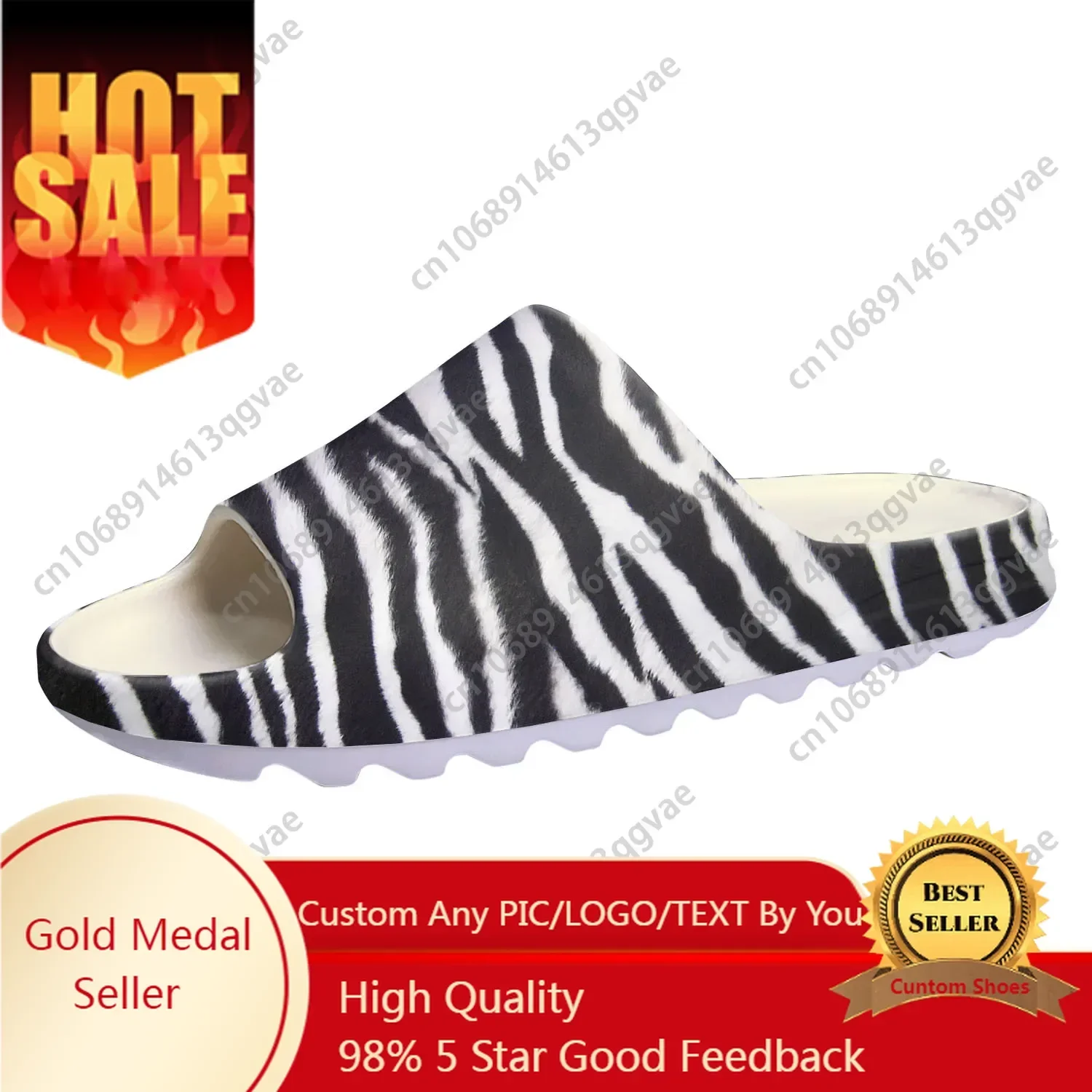 Zebra Print 3D Soft Sole Sllipers Home Clogs Step on Water Shoes Mens Womens Teenager Bathroom Beach Customize on Shit Sandals