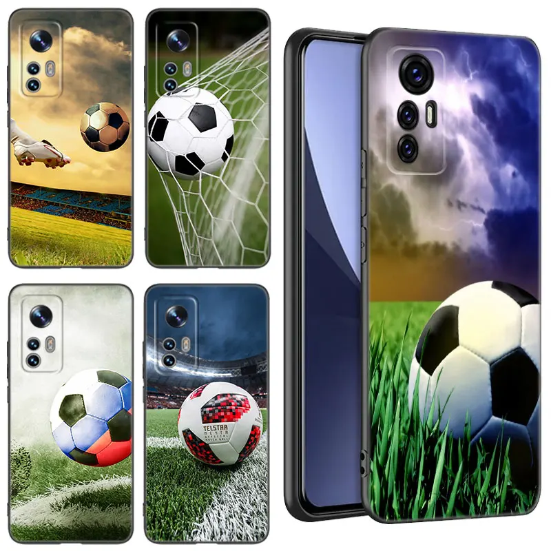 Football Field Black Silicone Phone Case For Xiaomi Mi 9 SE 8 10T 11 12 13 Lite 9T 11T 12S 12T 13T 14 Pro 5G NE 11i 12X