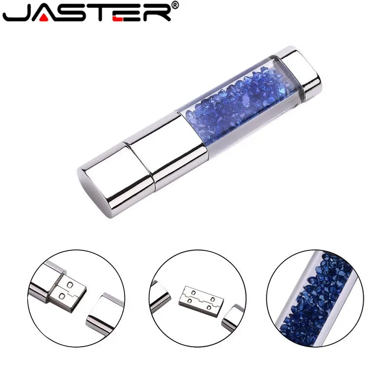 

JASTER Crystal gift USB Flash Drive transparent pendrive 4GB 8GB 16GB 32GB 64GB memory stick usb creativo U disk free shipping