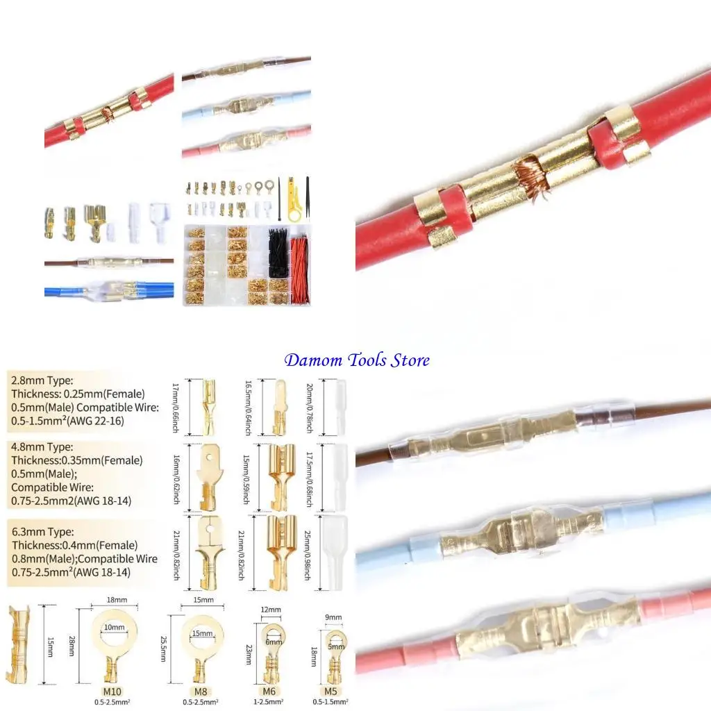 57BE Professional Wire Terminals Spade Connector Assortment Electrical Spade Connector