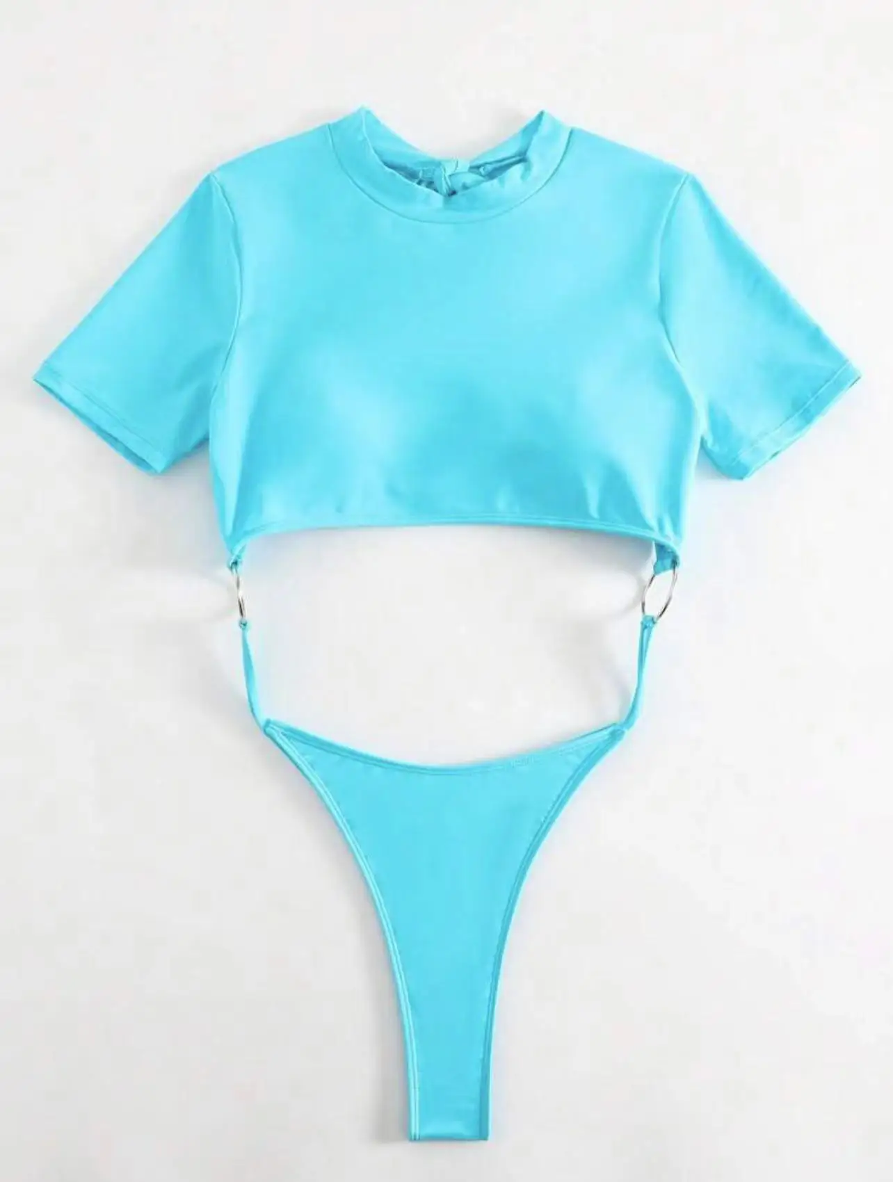เซ็กซี่ Micro Thong ชุดว่ายน้ําผู้หญิงชุดว่ายน้ํา One Piece 2025 ตัด Monokini ชุดว่ายน้ําเปลือยบิกินี่สีฟ้า Bathers Beach Wear