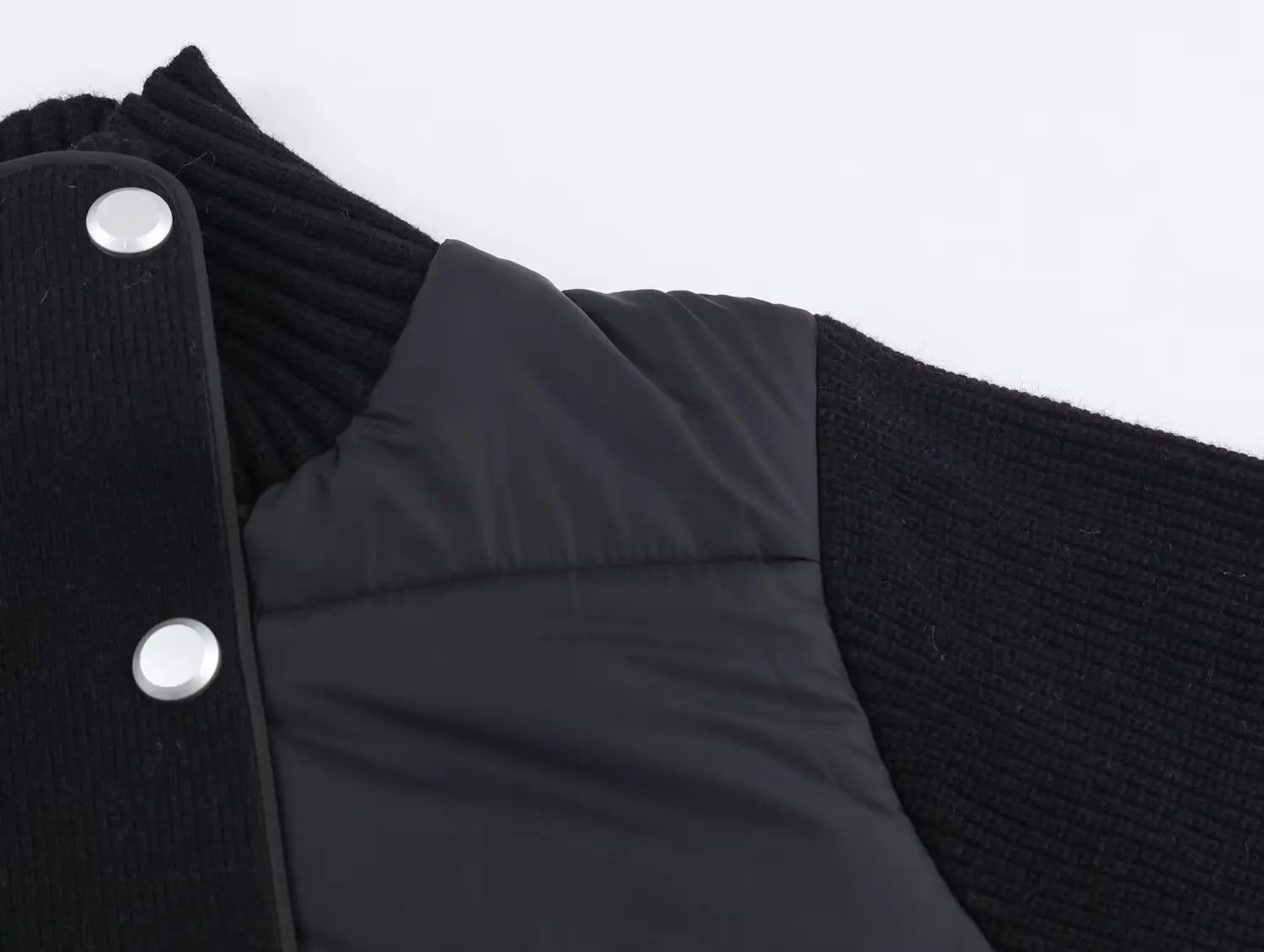 新冬商品、スタンドカラー、ショート丈コットンジャケット、ニットスプライシングデザイン、カジュアルジャケット、綿入りジャケットトレンド