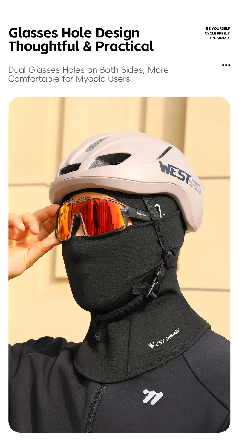 WEST BIKING Winter-Sturmhaube Winddichte Thermische Gesichtsmaske für Radfahren, Skifahren, Motorradfahren, Fleece-Halswärmer, Warme Abnehmbare Mundabdeckung – Detail 9