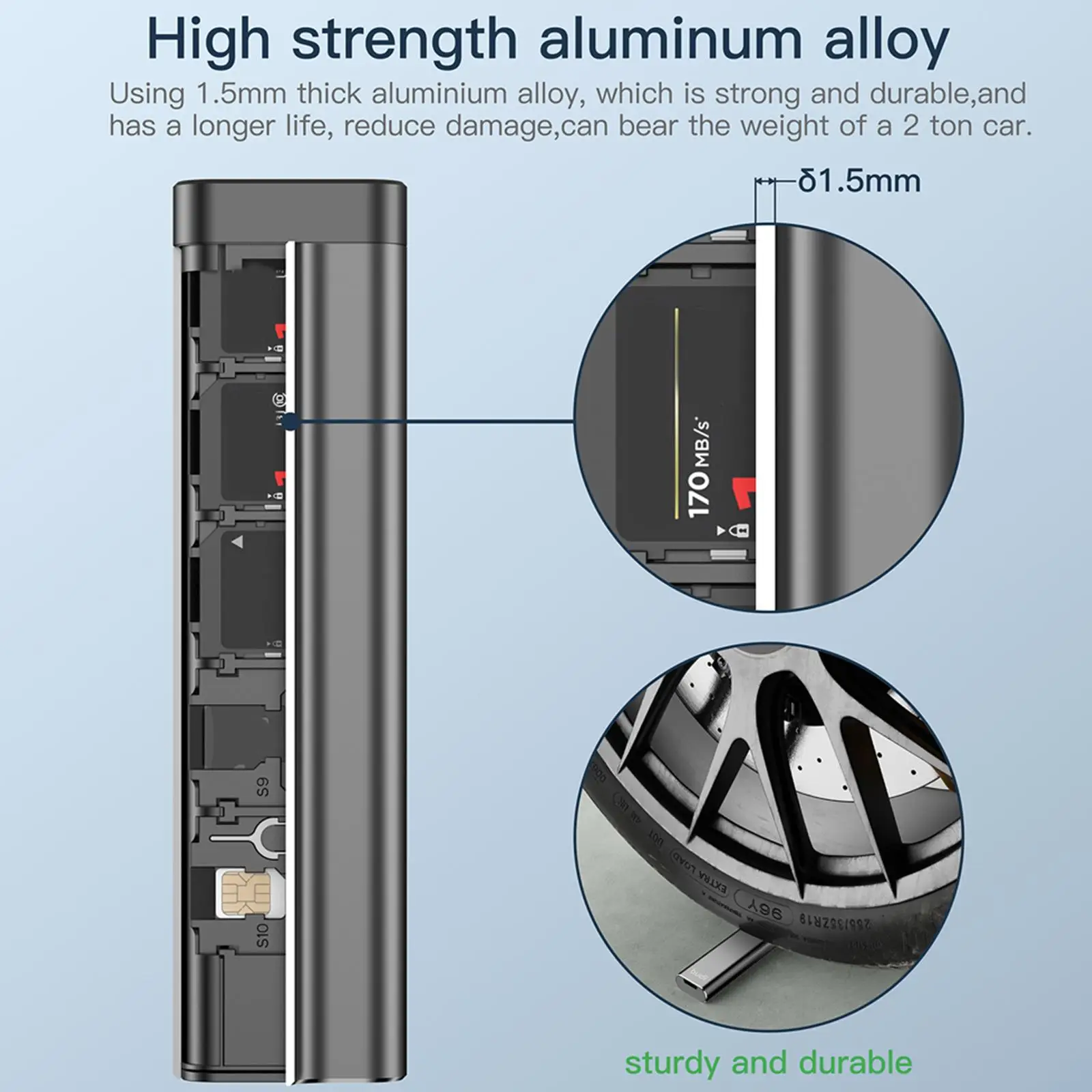 BUDI 30 slotów SD/Micro SD/SIM etui na karty wielofunkcyjny Organizer karta telefoniczna do przechowywania uchwyt skrzynki stopu aluminium