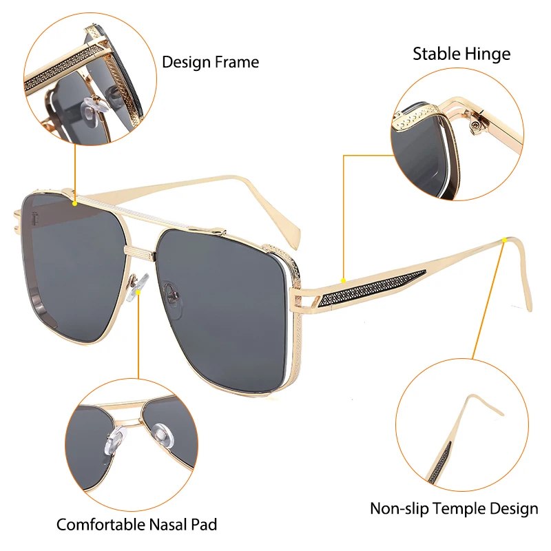 New Polarized Gradient Square Metal Frame Men's Sunglasses Fashion Vintage Women Sun Glasses UV400 Driving Fishing The Best Gift image 6