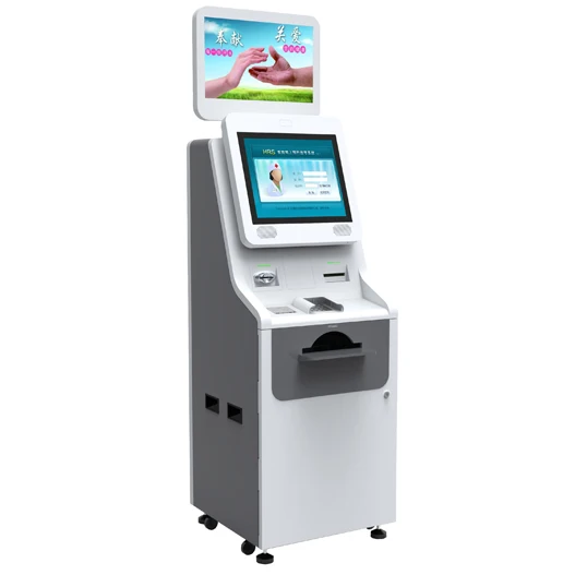 Hospital Registration Reporting Smart Standing Enclosure Double Touch Screen Kiosk