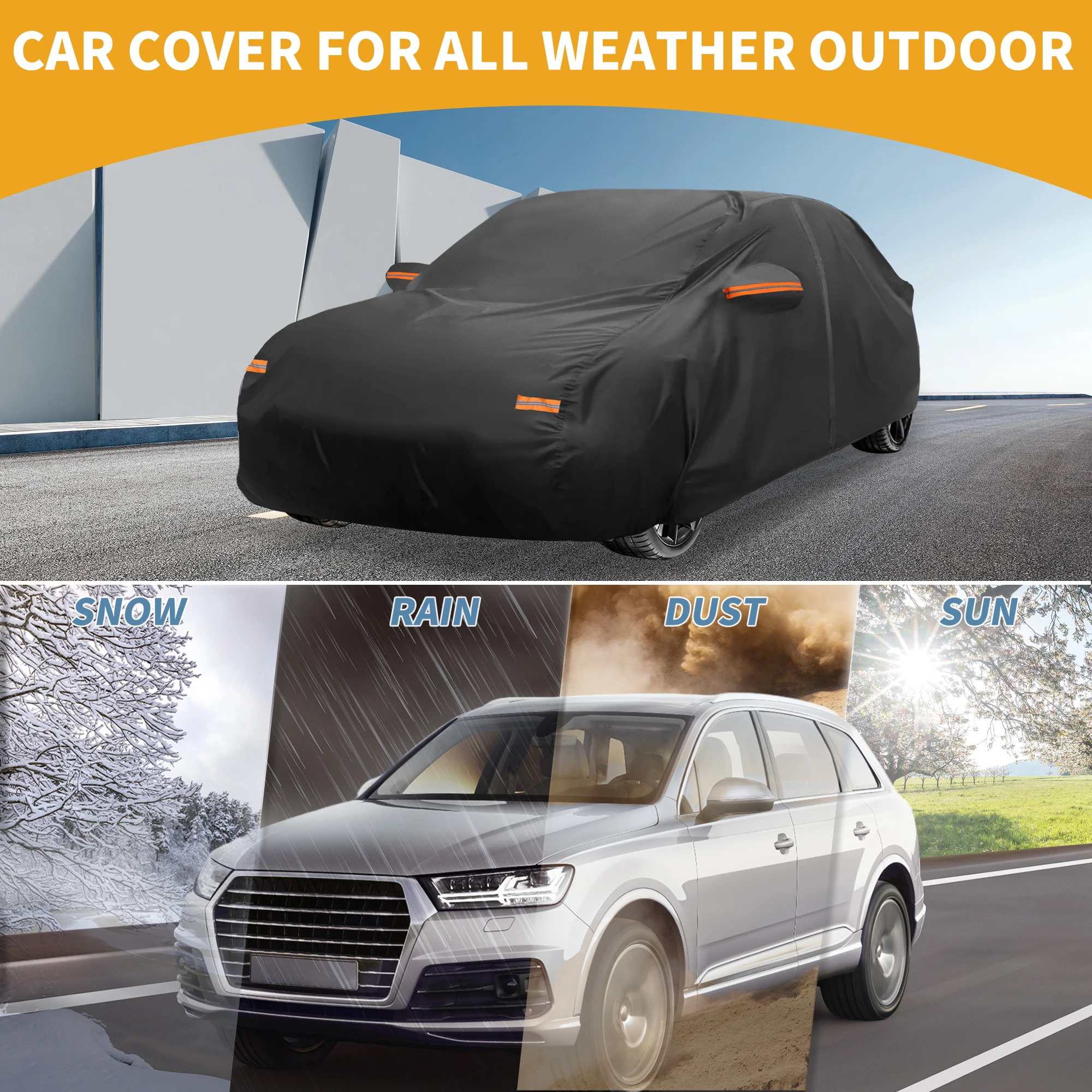 Motoforti Car Cover All Weather for Acura TLX Black 190T-PU with Left Zipper