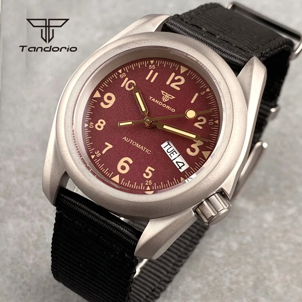 Tandorio Titanium NH35 Mechanical Ultralight Automatic Men\'s Watch 20BAR Sapphire 3.8 Crown Date Matte Dial NH36 Dive Wristwatch