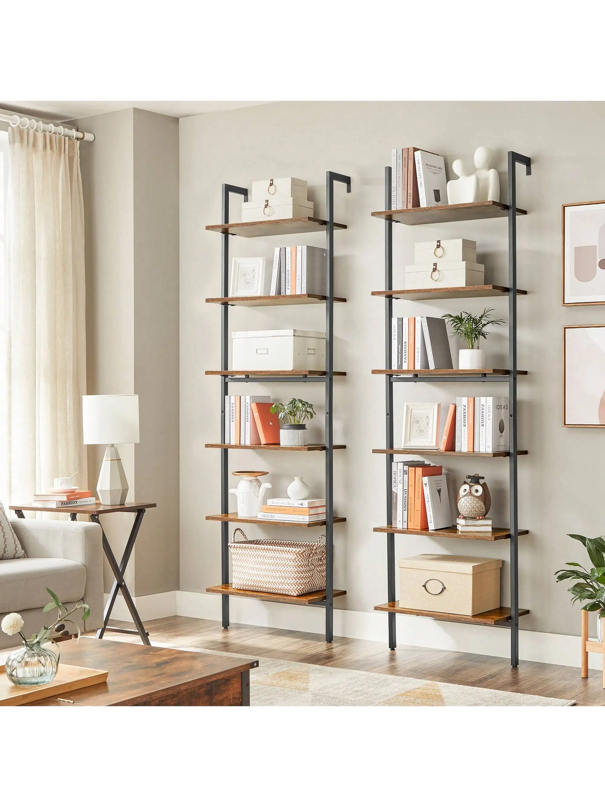 رف سلم VASAGLE ، غرفة معيشة بسلم مكون من 6 طبقات ، مكتب ، مطبخ ، غرفة نوم 30 × 60 × سم.