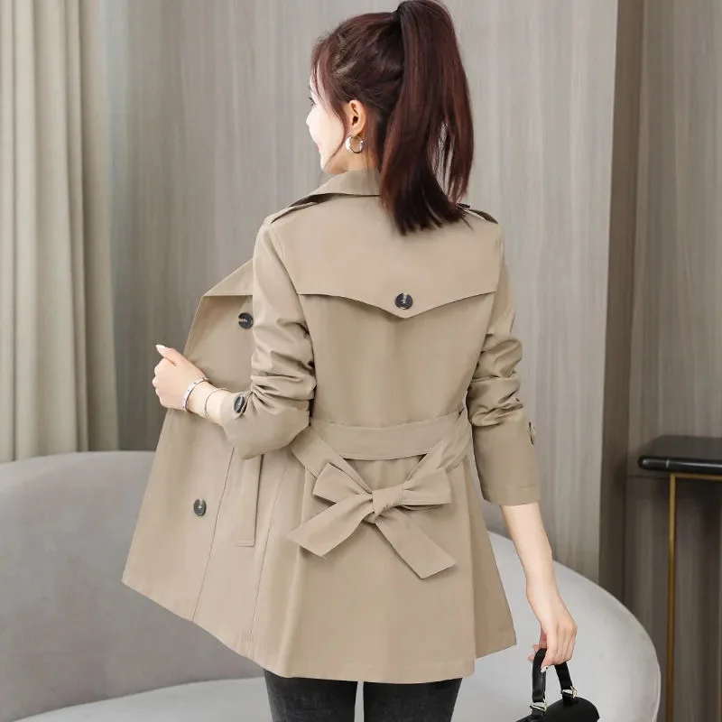 Spring Autumn Trench Coat Women Double Breasted Slim Casual Outwear Female Windbreaker Lining With Belt Long-Sleeved Mujer Coats