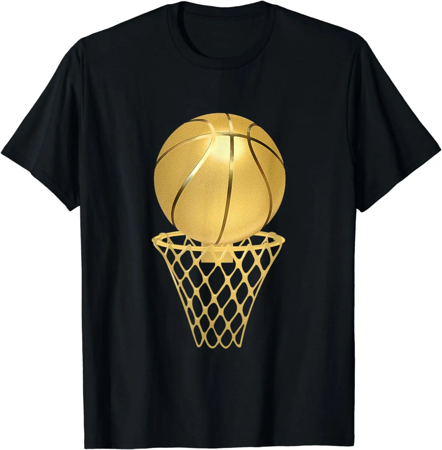 Golden Basketball Player Trophy Game Team Sports Lover T-Shirt for Men Women Cool Design Tee Cotton Clothing