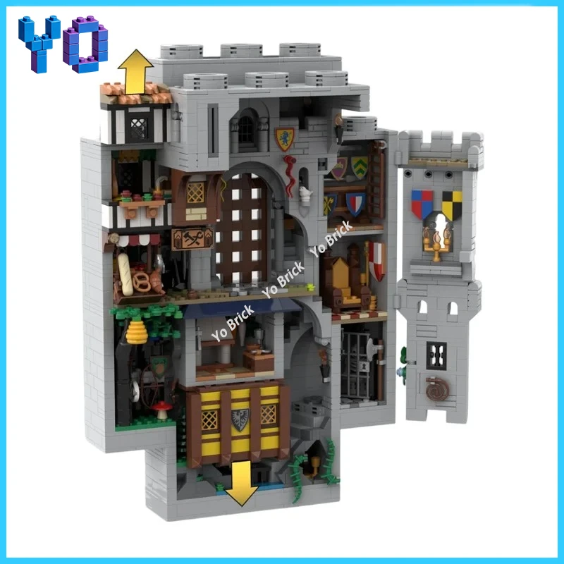 

Историческая средневековая стеновая панель для альтернативной сборки MOC, классический декор из каменных стен для любителей моделей замков