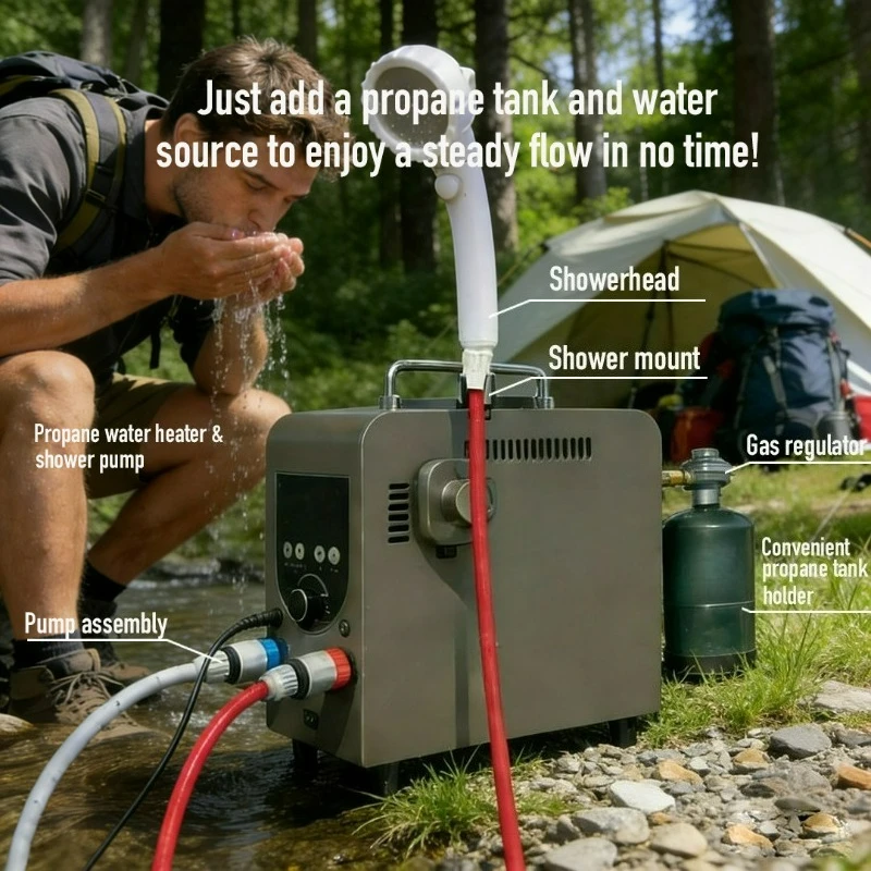 Portable thermostatic water heater Intelligent control shower Bathing artifact Outdoor camping Self-driving tour 6L