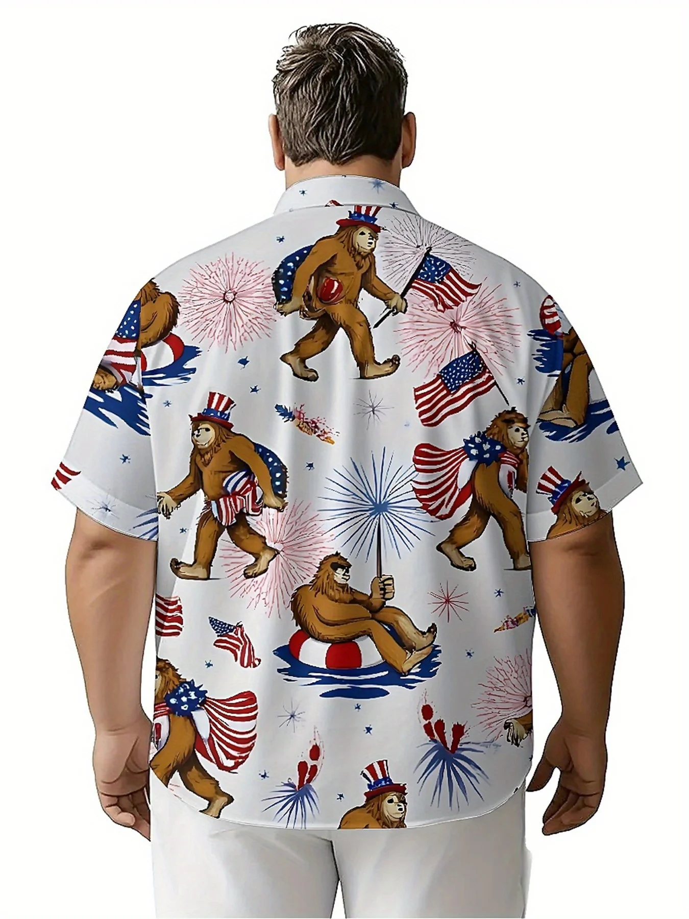 Men's Plus Size Hawaiian Shirts American Independence Day Pattern,New in Summer Fashion Tops,Hip Hop Rock Streetwear