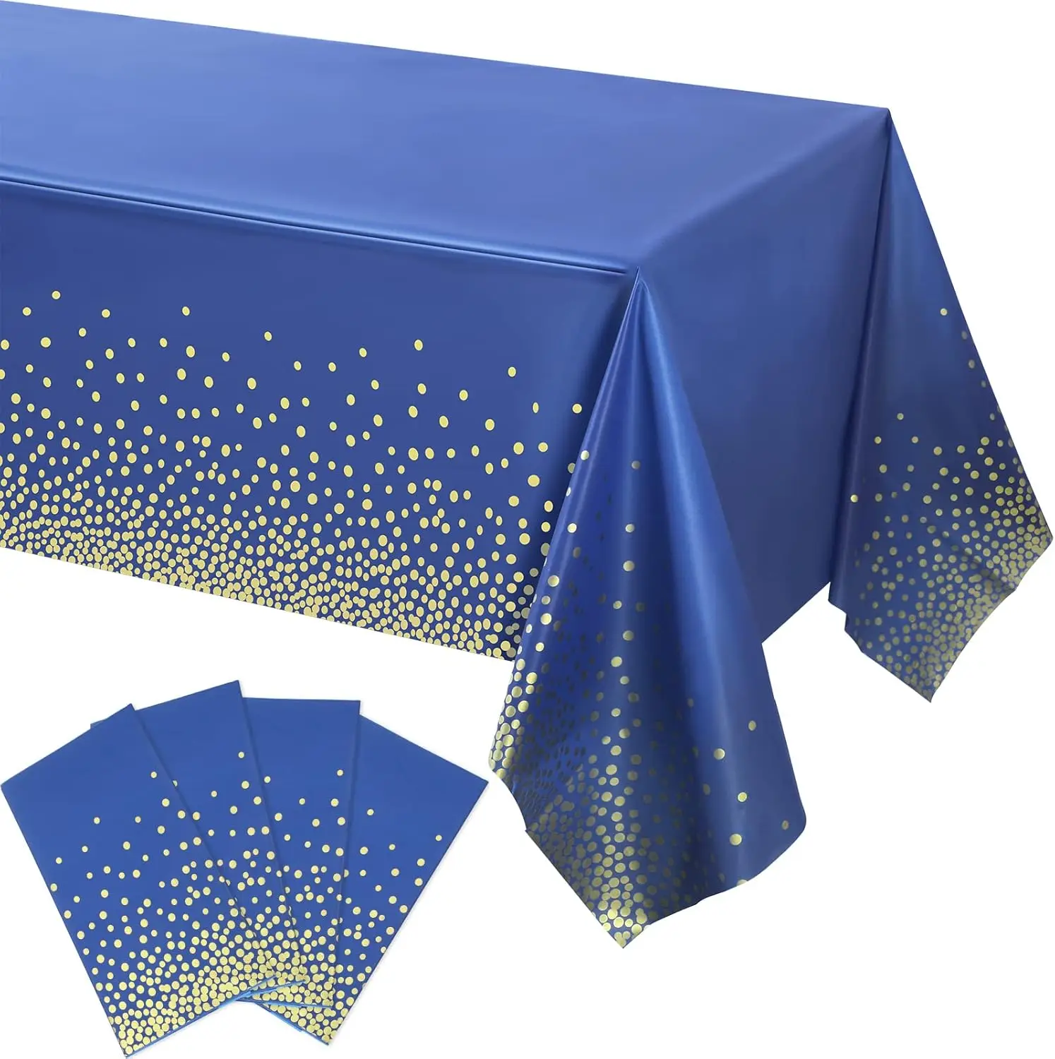 Marineblaues Gold-Partydekorationen, blaues und goldenes Einweggeschirr-Set, Pappteller, Tassen, Servietten, Tischdecke, Hochzeitstag – Detail 5