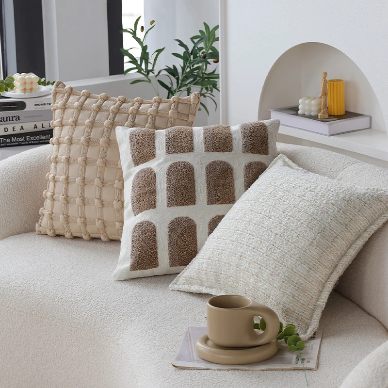 ジャカードピンク枕カバー家の装飾アイテム暖かいミニマリスト農 - Pillow Cover 20X20 のレビューと価格