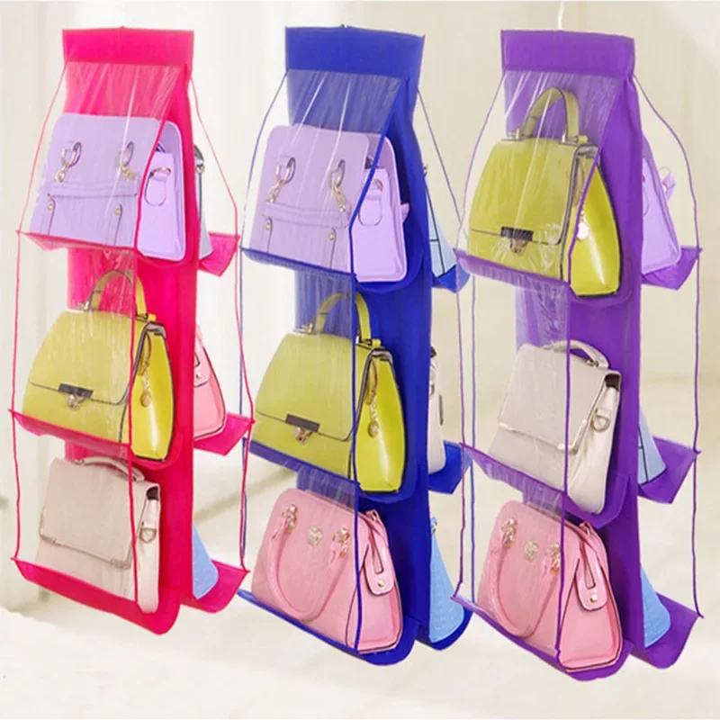 Hanging Handbag Organizer for Wardrobe Closet Transparent Storage Bag Door Wall Clear Sundry Shoe Bag with Hanger Pouch