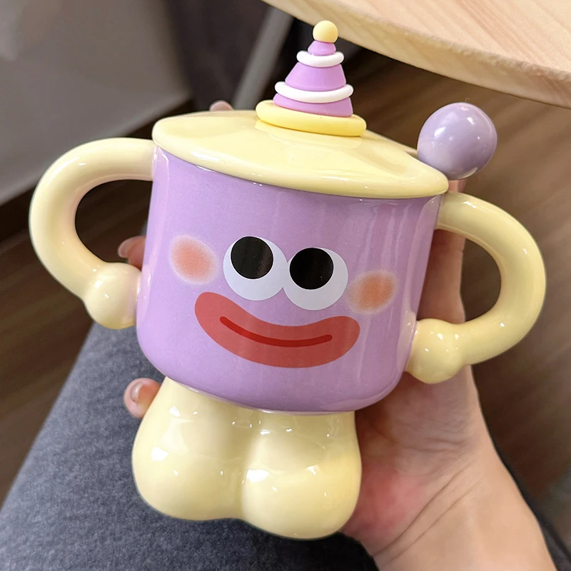 

Funny Ceramic Cup with Lid Spoon, Cute and Peculiar Mug, Birthday Gift for Girls, Practical Souvenir Cup