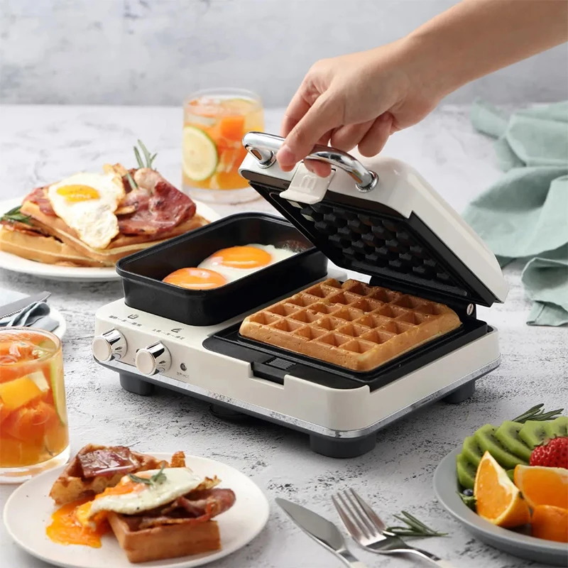 #~forMR9086 Light Food Machine Multi-function Small Home Breakfast Toaster Net Red Waffle Toaster 220V 1100W