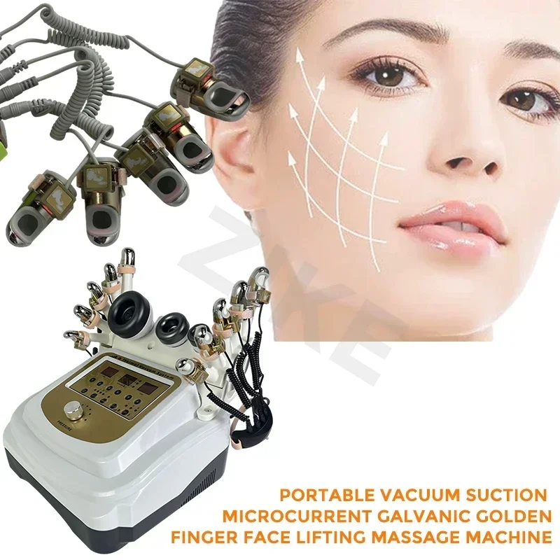 Portable Body Massage Vacuum Microcurrent Galvanic Golden Finger EMS Facial Tightening Body Heat Therapy beaut Device