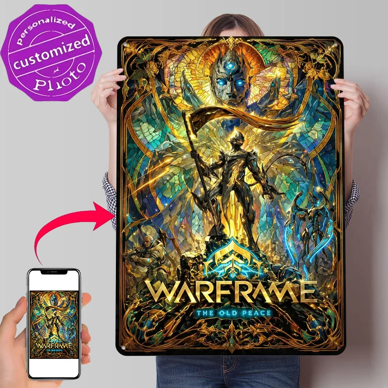 Warframe The Old Peace 3D Texture Printed Poster Custom Vintage Metal Tin Plate Sign for Wall Art Article Decoration Gaming Home