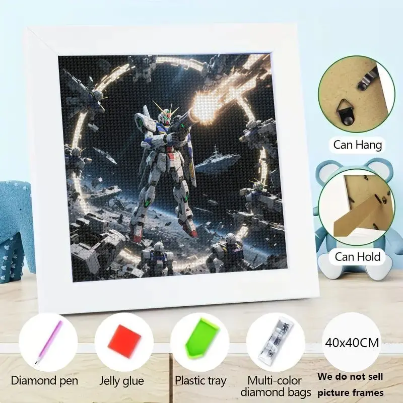 

1 шт. 5D комплект алмазной живописи, DIY полная дрель Gundam Robot Mech аниме алмазное искусство, футуристический космический боевой воин, домашний декор, стена