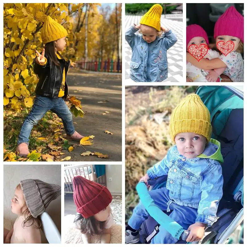 Gorro de ganchillo para bebé, gorro de lana de punto para padres e hijos, 21 colores, Otoño e Invierno