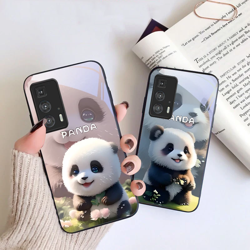 Q-version milk tea panda For Motorola Moto Edge 20 Lite 30 Pro 40 Neo 50 Ultra G Play G45 G54 G55 G75 G84 G85 Glass Phone Case view 2