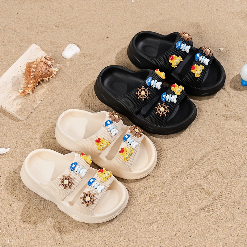 

Тапочки для девочек с милыми цветами, детская обувь для ванной комнаты, нескользящая мягкая подошва, новинка 2026, детская повседневная пляжная обувь, удобная