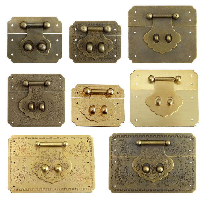 

AD090 Antique Solid Brass Latch Lock Hasp No Drill Needed for Jewelry Box Chest Trunk Hardware